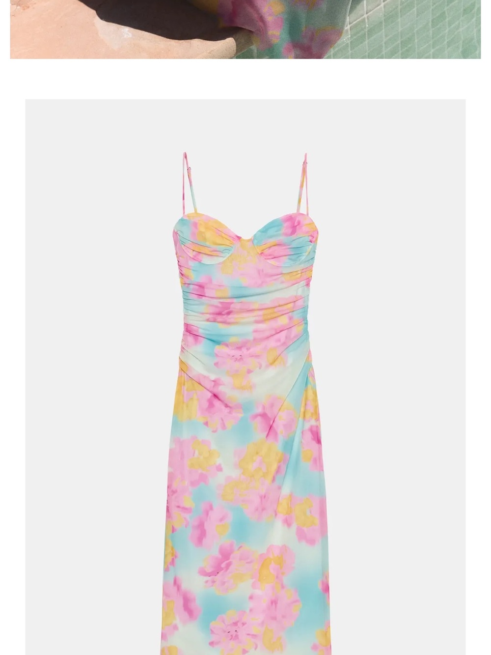 Zara Pastel Tie-Dye Slip Midi Dress - Pink, Yellow, Blue - Picture 5 of 10
